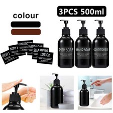 3Pcs 16 oz Hand / Dish Soap Dispenser Refillable Pump Lotion Bottles with Labels