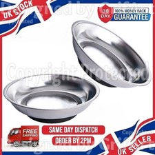TWO LARGE 6" MAGNETIC METAL PARTS TRAY STORAGE GARAGE DISH NUT SCREW BOLT HOLDER