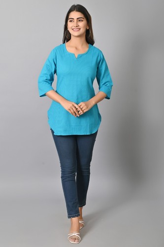 Indian Casual/Work wear/Formal/ Walk Wear Cotton Dobby Top/Tunic - Picture 57 of 76