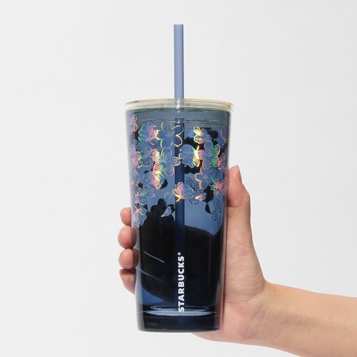 STARBUCKS JAPAN SAKURA 2025 2nd Glass Tumbler Night Blue 532ml NEW - Picture 5 of 7