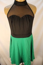 Charlotte Russe Dress Polyester Made in USA Size Large Black Green