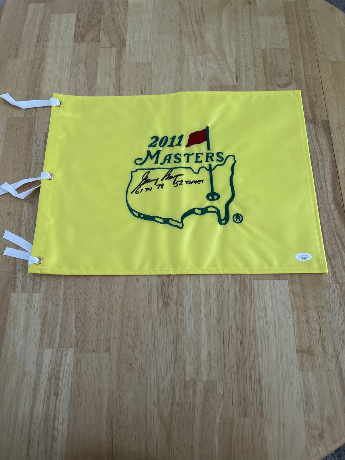Gary Player Autographed Signed 2011 Masters Flag With Inscription JSA Certified 