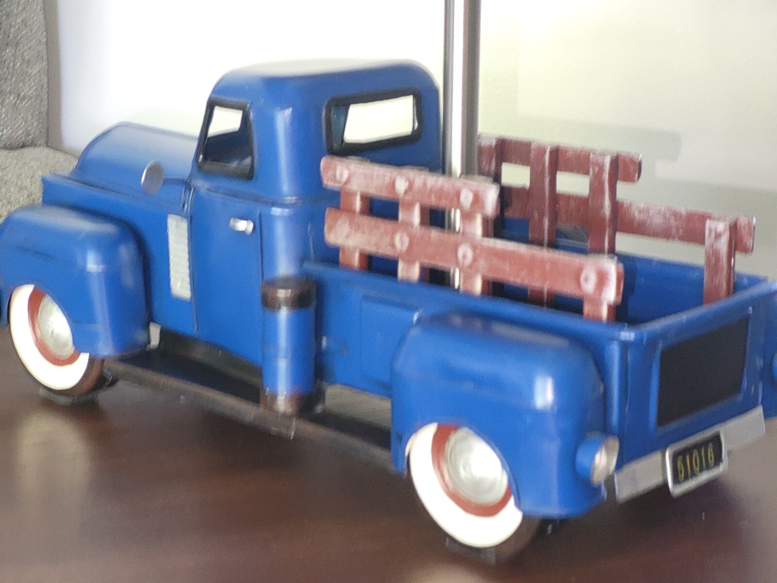 Pottery Barn Kids Classic Vintage Ford Style Metal Blue Pick Up Truck Table Lamp