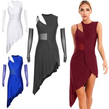 Womens Dresses Mesh Dancewear Sleeveless Dress Evening Latin Club Rhinestone