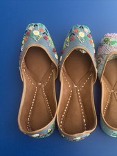US 6 to 8NEW WOMEN KHUSSA SHOES PUNJABI JUTTI MOJARI BALLET FLAT SANDAL DD183G