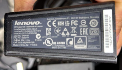 Lot of 5 Lenovo ThinkPad Basic USB 3.0 Dock Station DL3700-ESS- Good Condition