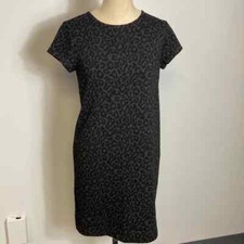 NWT Loft Dress Black Leopard Print Short Sleeve Round Neck XS