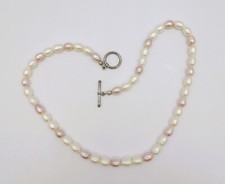 18.5" inch Genuine White  Purple Oval Freshwater Pearl Necklace Jewelry NK281-A