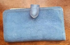 Vintageb blue suede/leather women's wallet with checkbook holder