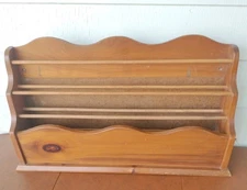 Wood Wall Magazine Rack Holder 24" Large Cottage Core Storage Wall Mount Scallop