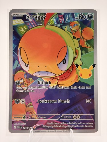 Pokemon TCG 30th Anniversary Celebration #140/128 Scraggy Full Art NM