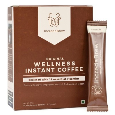 IncredaBrew Wellness Instant Coffee 20 Cups | Vitamin Rich Hot & Cold Coffee