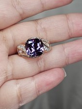 Lab Created Alexandrite Ring CZ Accents Gold Plated Sterling Silver 925 Size 5