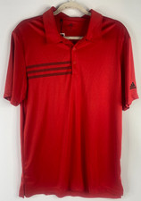 Adidas 3-Stripes Chest Red Polo Mens Golf Shirt Size Medium