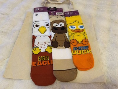 NWT  Vee Friends Novelty 3 Sock Bundle Size 8-12 Odd Sox w/ VF s Canvas Tote Bag