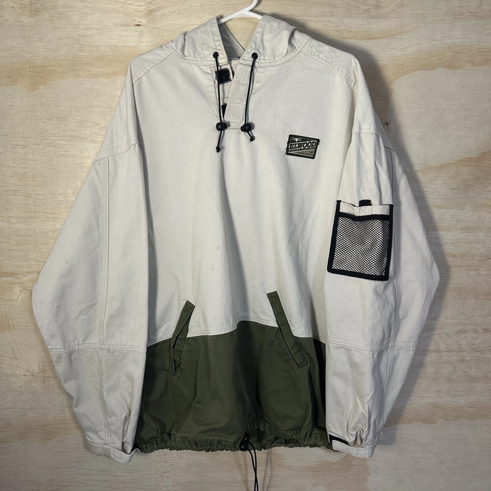 Vtg 90s ELWOOD Canvas 2 Tone Anorak Jacket Rare Thick Cotton USA Thermal Gorp XL