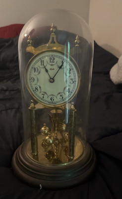 Kundo Mechanical Anniversary Torsion Dome Clock Brass/Glass Bim-Bam