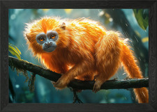 Golden lion tamarin in Tropical Rai Framed Wall Art Poster Canvas Print Picture