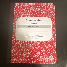 Simply Composition Book Wide Ruled 100 Sheets/200 Pages 9 3/4 x 7 1/2 Red Marble