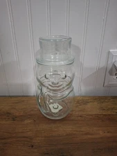 New Vintage Libbey Christmas Snowman Jar Clear Glass Canister