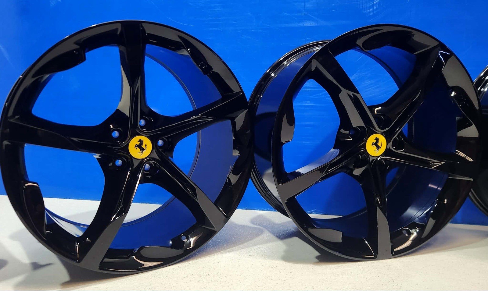 20" FERRARI SF90  Factory OEM Wheels Rims GENUINE GLOS BLACK FORGED STRADALE