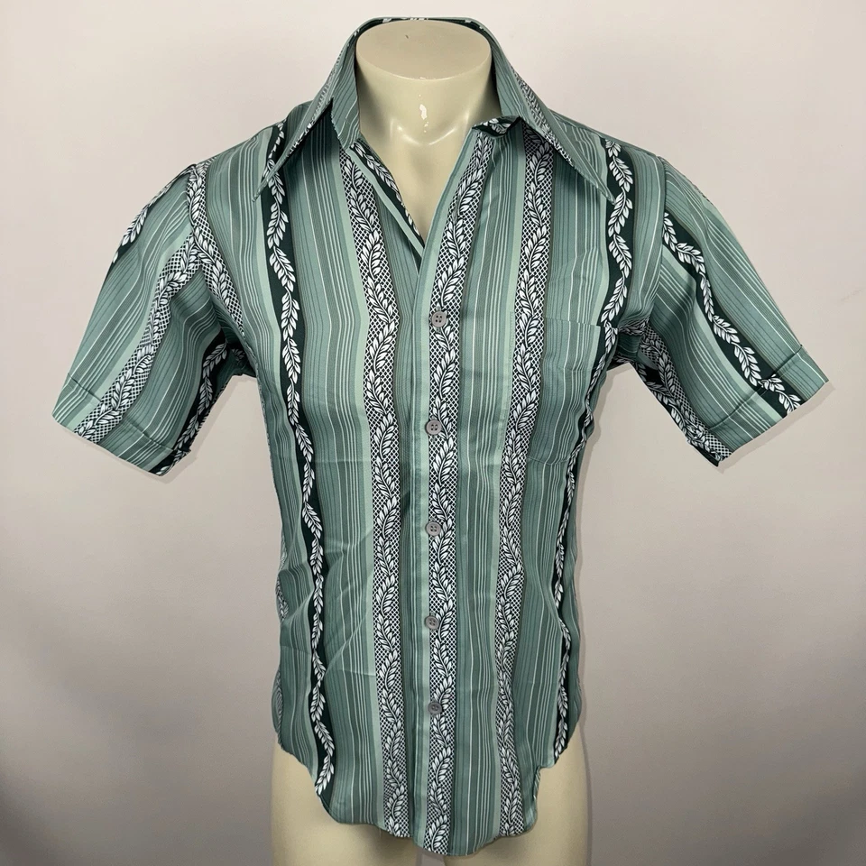 Camisa De Colección Años 60 70 Landmark Poliéster Disco Floral Hippie Nik Mod Para Hombres Mediana Foto 2 de 4