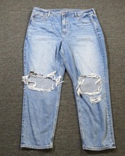 American Eagle Jeans Womens 18 Short Light Wash High Rise Mom Distressed