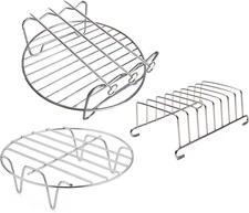 Multipurpose Air Fryer Accessories - 6'' Set of 3 Double Layer Racks with Skewer