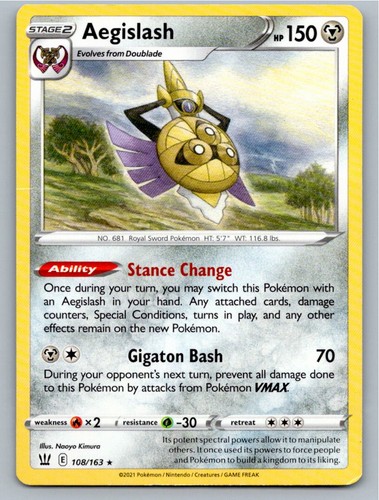 2021 POKEMON AEGISLASH BATTLE STYLES 108/163 R NM A72157 FREE S&H