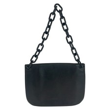 Prada Leather Plastic Chain Shoulder Bag Women Black One Size