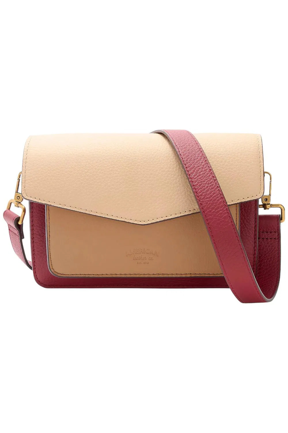 American Leather Co Accordian Pebble Leather Crossbody Troy Sand Mult 13690₽