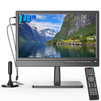 14-inch 1080p TV with Freeview HDMI USB VGA Dual Power AC/DC 12V for Camper – Bl