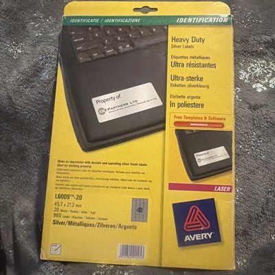 Avery Etiketten L6009-20 Schwerlast langlebig silber 48/Blatt, 20 SHT/Pk 960 insgesamt