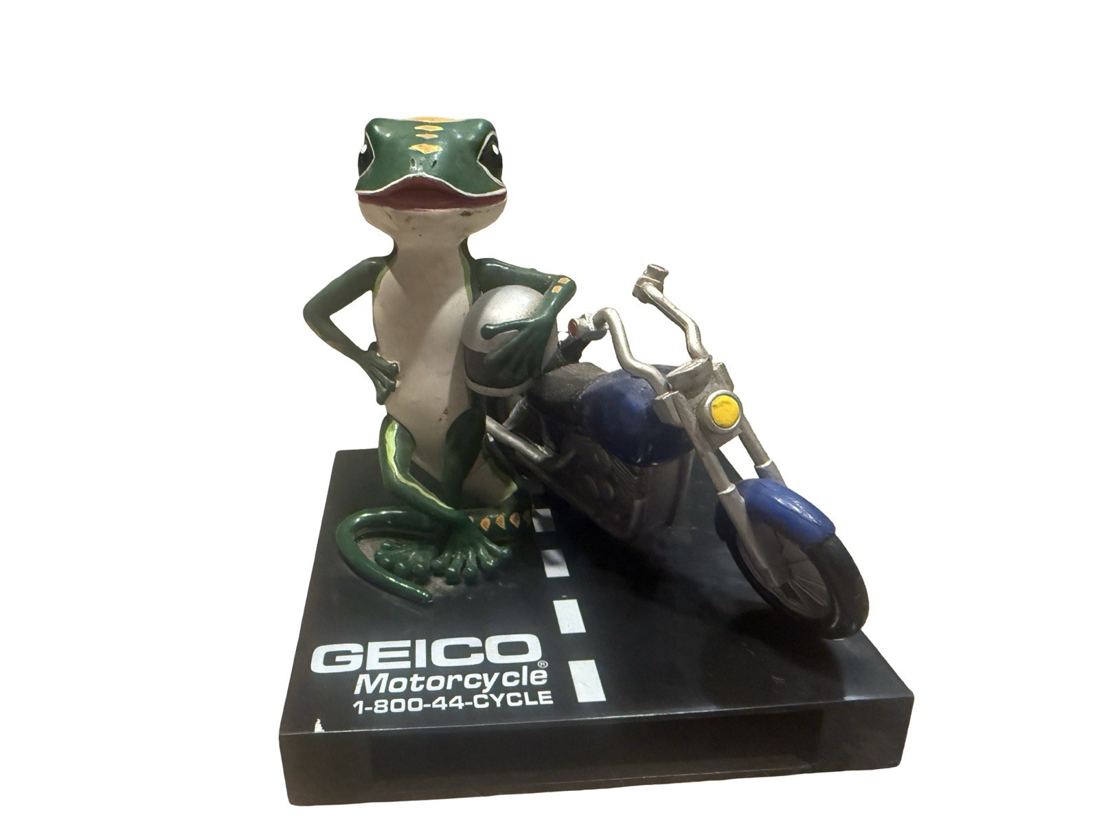 Rare GEICO Gecko Motorcycle Insurance Advertising Business Card Holder