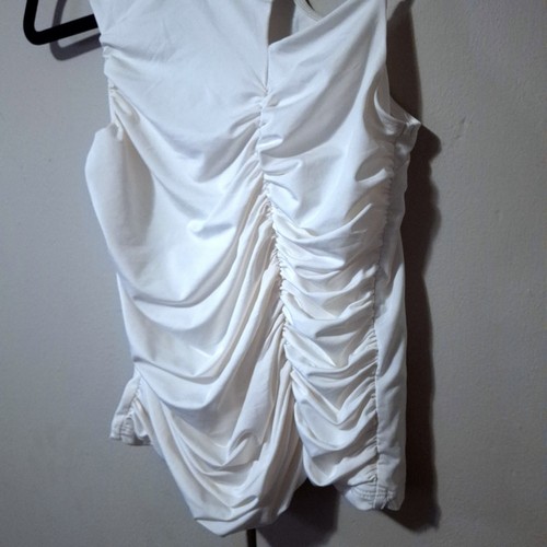H&M Divided White Cold Shoulder Ruche Blouse Top Small - Picture 3 of 6