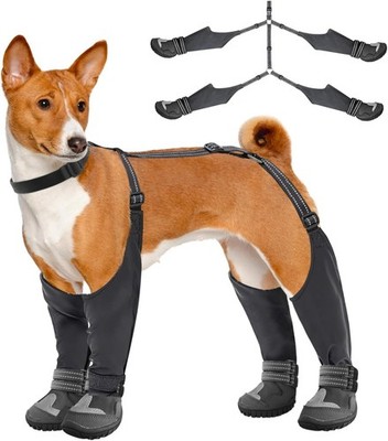 Idepet Dog Suspender Boots, Tall Dog Boots Anti-Slip & Fall Waterproof Shoes Leg