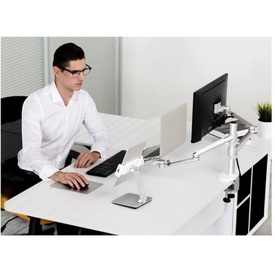 Dual Arm Monitor & Laptop Mount Stand, 17-32 Inch Screens