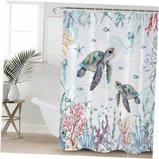 Coastal Waterproof Shower Curtains Set - 72"W x 72"L Pack of 1 Sea Turtle