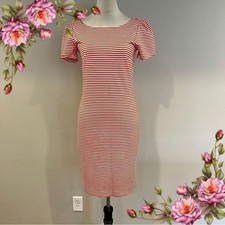 Ann Taylor Striped Red and White short sleeve mini casual Dress