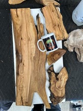 Lot de dalles en bois d'olivier 200 ans arbres de calife coupe brute récupérée #305