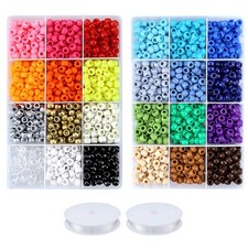 Pony Beads Bracelets Making Kit, 9mm Pony Beads Rainbow Opaque Beads Small Lo...