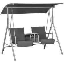 Outdoor Swing Chair Canopy Patio Garden Hanging 2 Person Yard Furniture Gray
