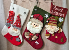 Handcrafted Christmas Stockings - Multiple Santa Designs - 18"-19" NEW