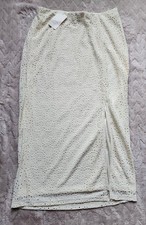 A New Day Cream Eyelet Lace Midi Skirt Side Slit Womens 8