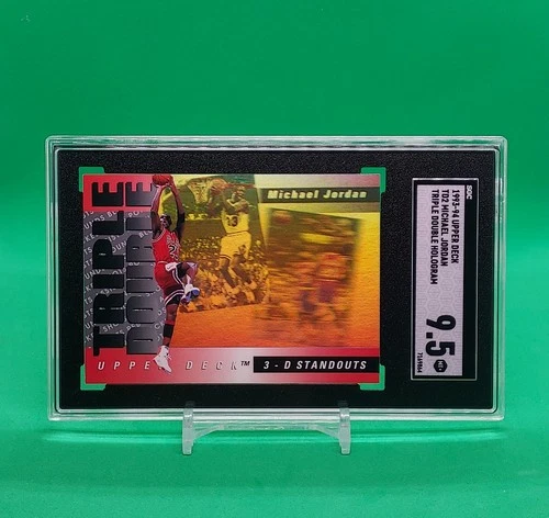 MICHAEL JORDAN 1993-94 UPPER DECK TRIPLE DOUBLE 3D HOLOGRAM SGC 9.5 CARD #TD2!