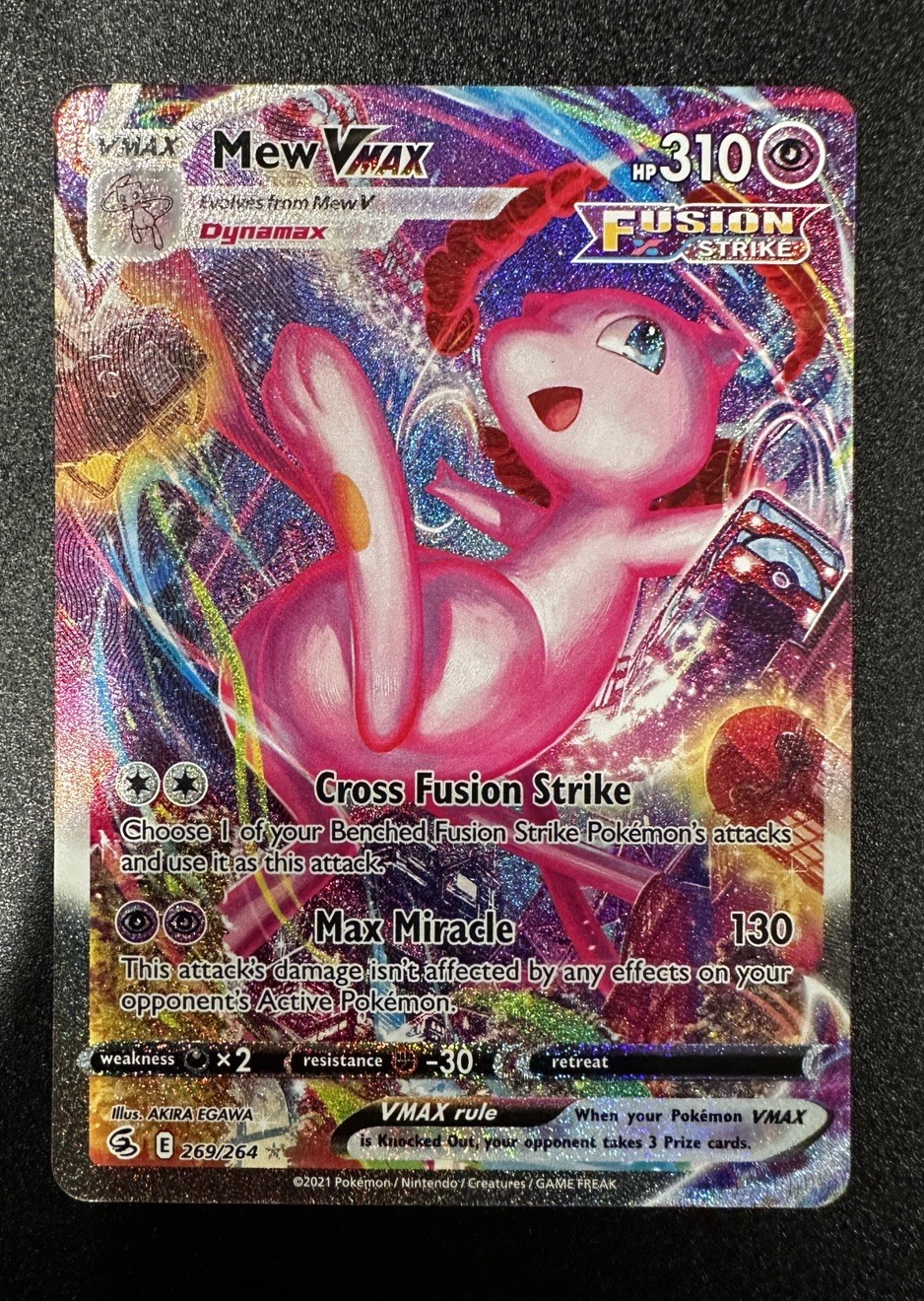 Mew VMAX Alt Art Secret 269/264 Swsh 08 Fusion Strike NM Pokémon TCG