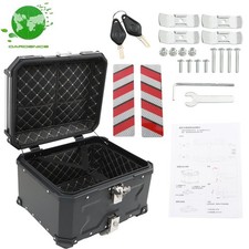 Black Motorcycle Aluminum Trunk Rear Top Case Luggage Tour Tail Tool Box 55L