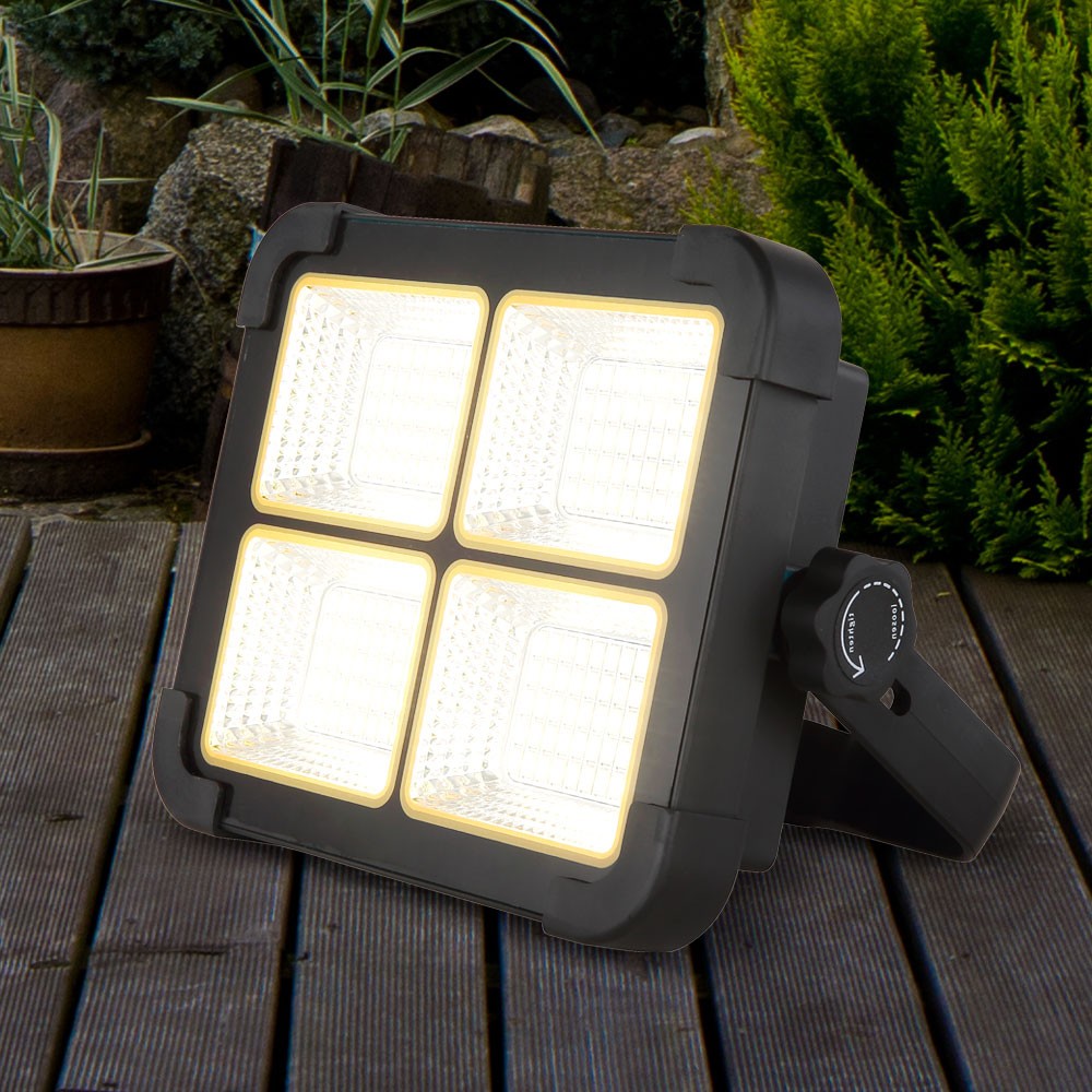 Außenlampe Strahler Solarlampe LED Werkstattlampe schwarz IP44 dimmbar 1000 lm