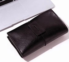 Vintage Leather Electronic Organizer Travel Case,Cord Organizer Travel, Leather 