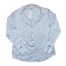 Maison d'Amélie White Polka Dot Women’s Blouse Size XS Button Down NWT